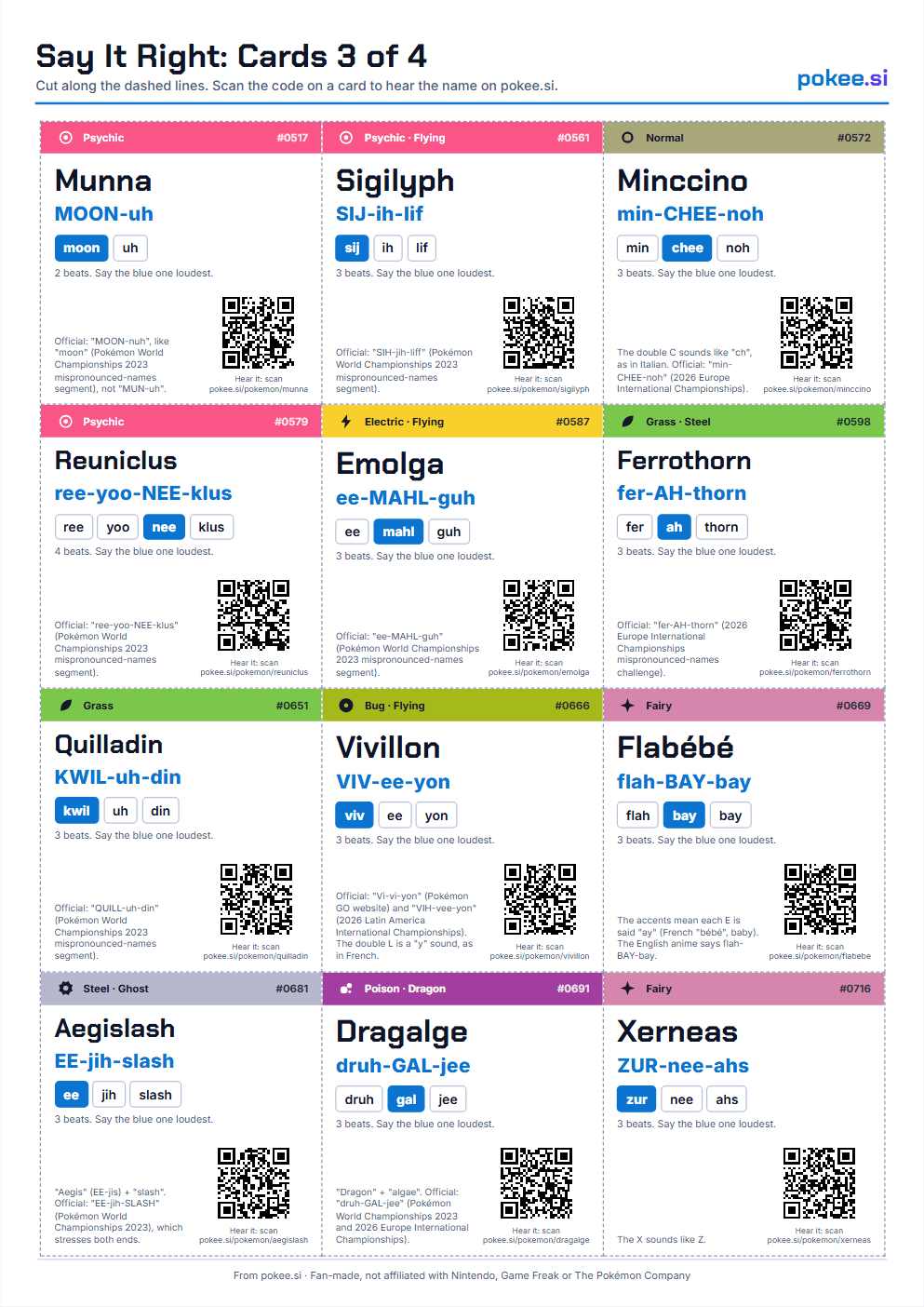 Say It Right: 48 Pronunciation Cards (A4, 4 pages), page 3 preview