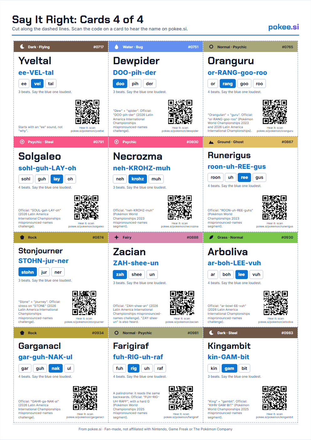 Say It Right: 48 Pronunciation Cards (A4, 4 pages), page 4 preview